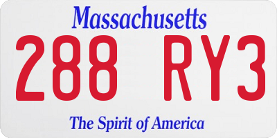 MA license plate 288RY3