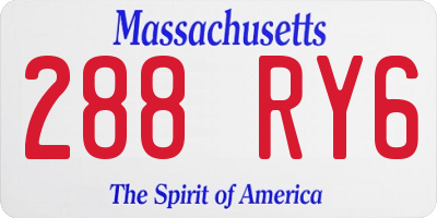 MA license plate 288RY6