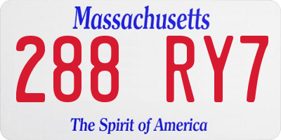 MA license plate 288RY7
