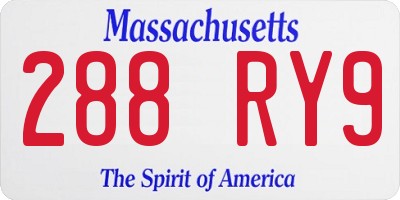MA license plate 288RY9