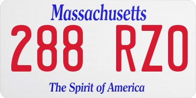 MA license plate 288RZ0