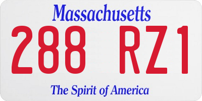 MA license plate 288RZ1