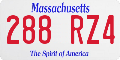 MA license plate 288RZ4