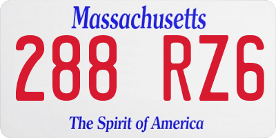 MA license plate 288RZ6