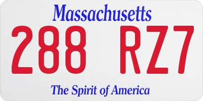 MA license plate 288RZ7