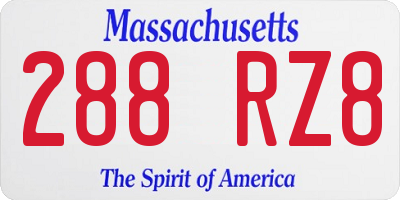 MA license plate 288RZ8