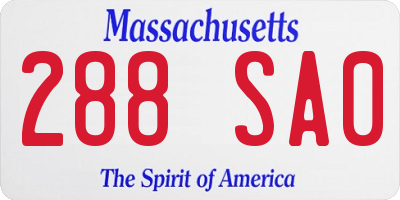 MA license plate 288SA0