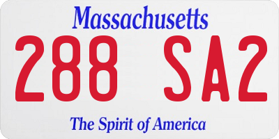 MA license plate 288SA2
