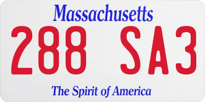 MA license plate 288SA3