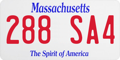 MA license plate 288SA4
