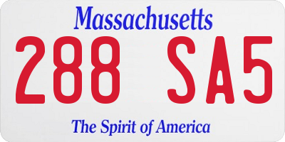 MA license plate 288SA5