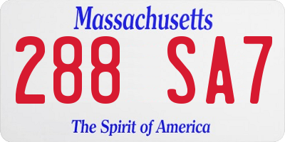 MA license plate 288SA7