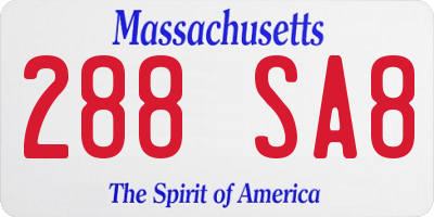 MA license plate 288SA8