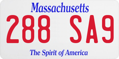MA license plate 288SA9