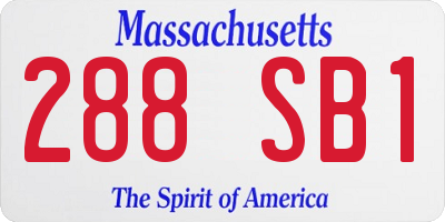 MA license plate 288SB1