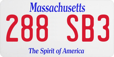 MA license plate 288SB3