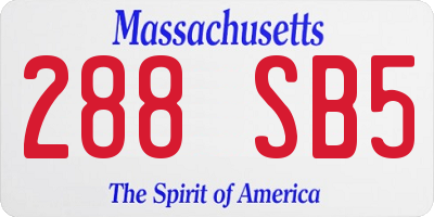 MA license plate 288SB5