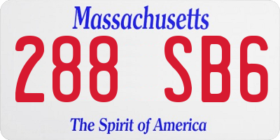 MA license plate 288SB6