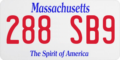 MA license plate 288SB9