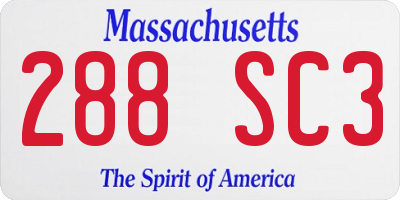 MA license plate 288SC3