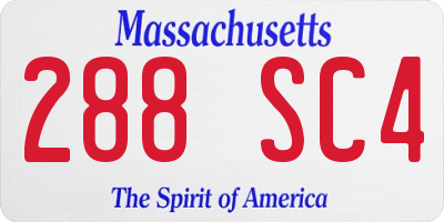 MA license plate 288SC4