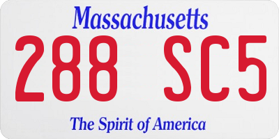 MA license plate 288SC5