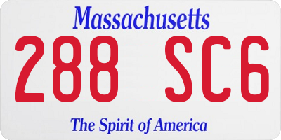 MA license plate 288SC6