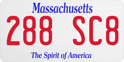 MA license plate 288SC8
