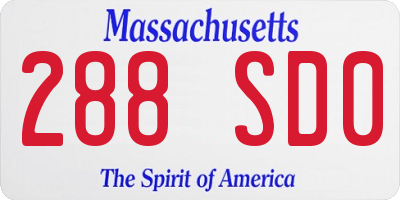 MA license plate 288SD0