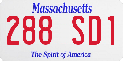 MA license plate 288SD1
