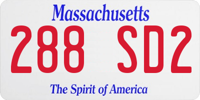 MA license plate 288SD2
