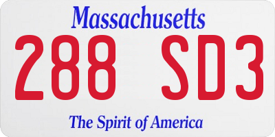MA license plate 288SD3