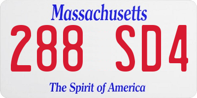 MA license plate 288SD4
