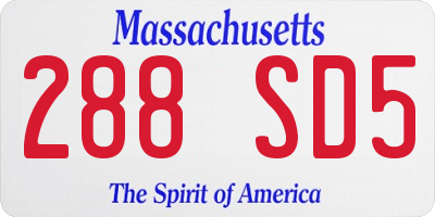 MA license plate 288SD5