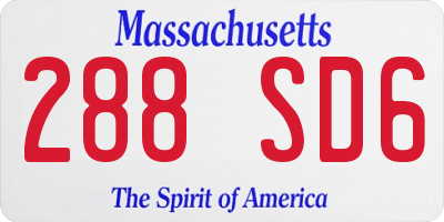 MA license plate 288SD6