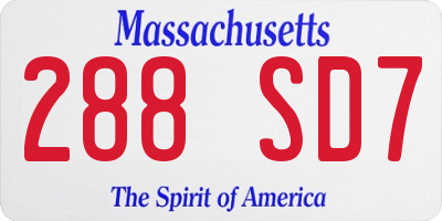 MA license plate 288SD7