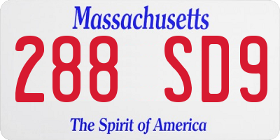 MA license plate 288SD9