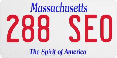 MA license plate 288SE0