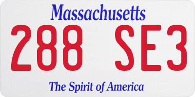MA license plate 288SE3