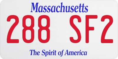 MA license plate 288SF2