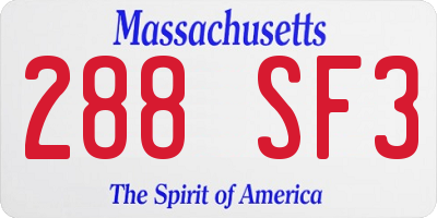 MA license plate 288SF3