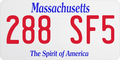 MA license plate 288SF5