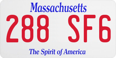 MA license plate 288SF6