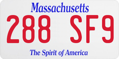 MA license plate 288SF9