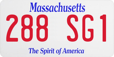 MA license plate 288SG1
