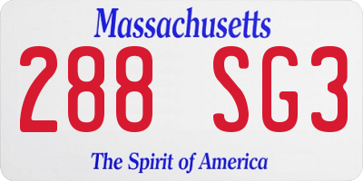 MA license plate 288SG3