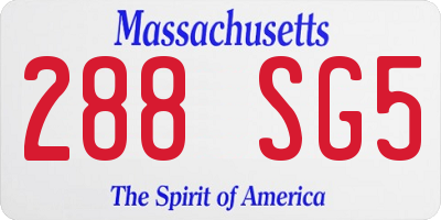 MA license plate 288SG5