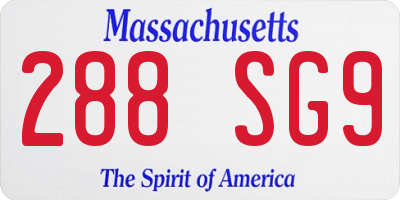 MA license plate 288SG9