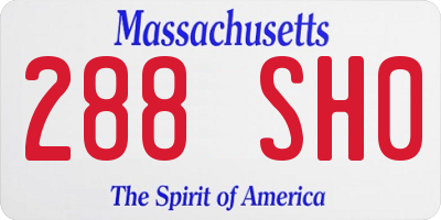 MA license plate 288SH0