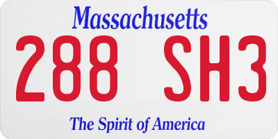 MA license plate 288SH3